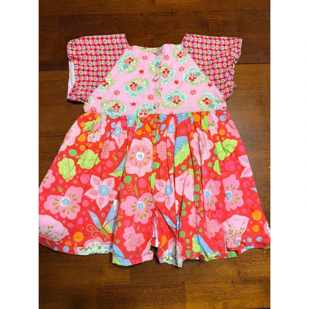Room Seven Girls Dress 12M Pink Floral Patchwork Boho Cottagecore
